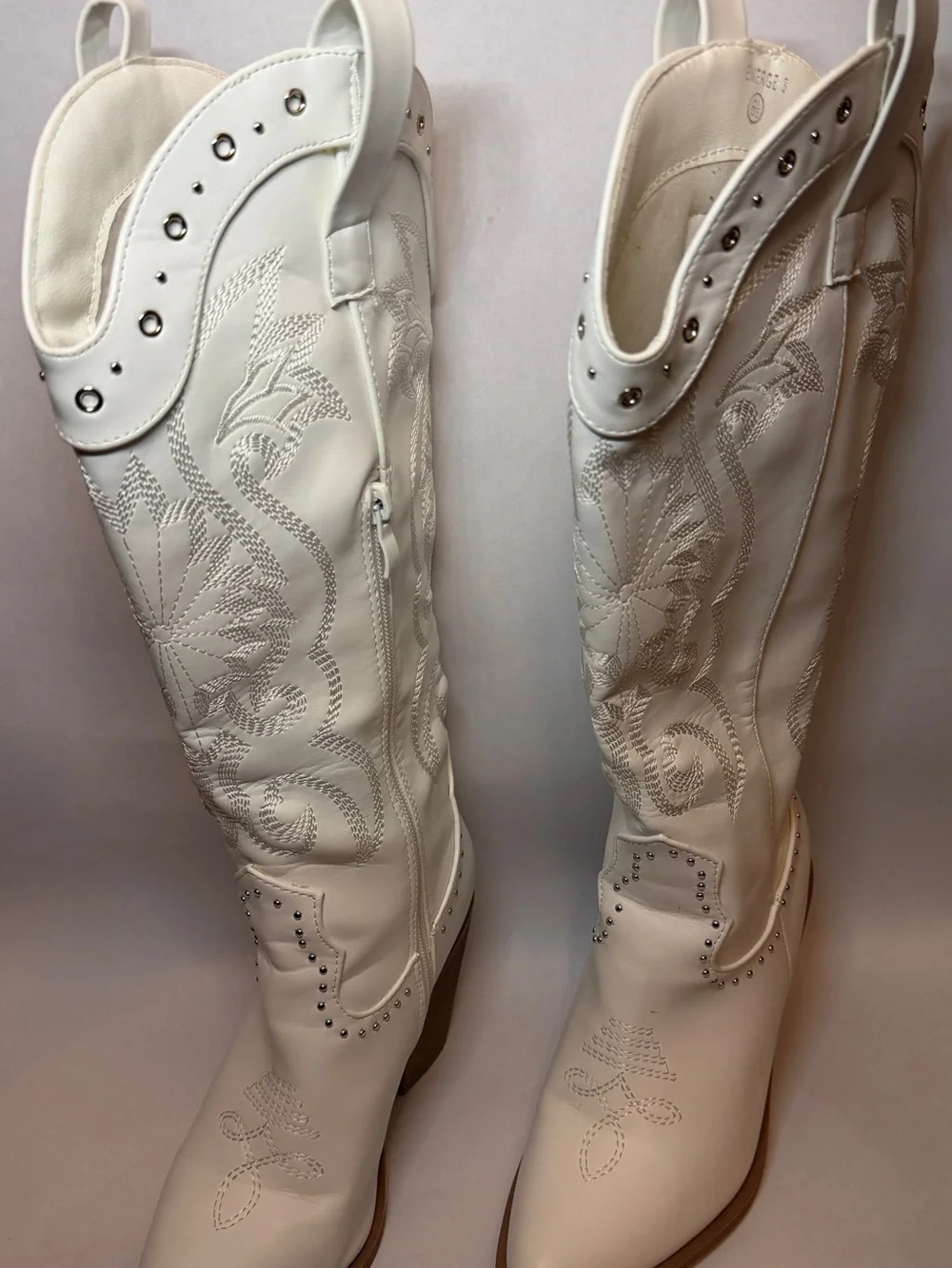 Windsor White Embroidered Over-the-Knee Western Boots